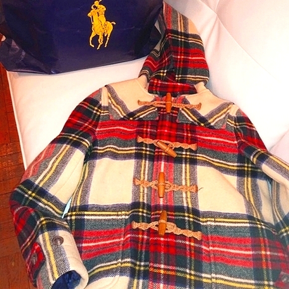 Polo Ralph Lauren wool duffle .Tartan plaid toggle pockets,hood. Winter Holiday - Picture 10 of 16